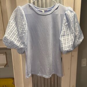 Jealous Tomato Light Blue Puff Sleeve Top Size Medium